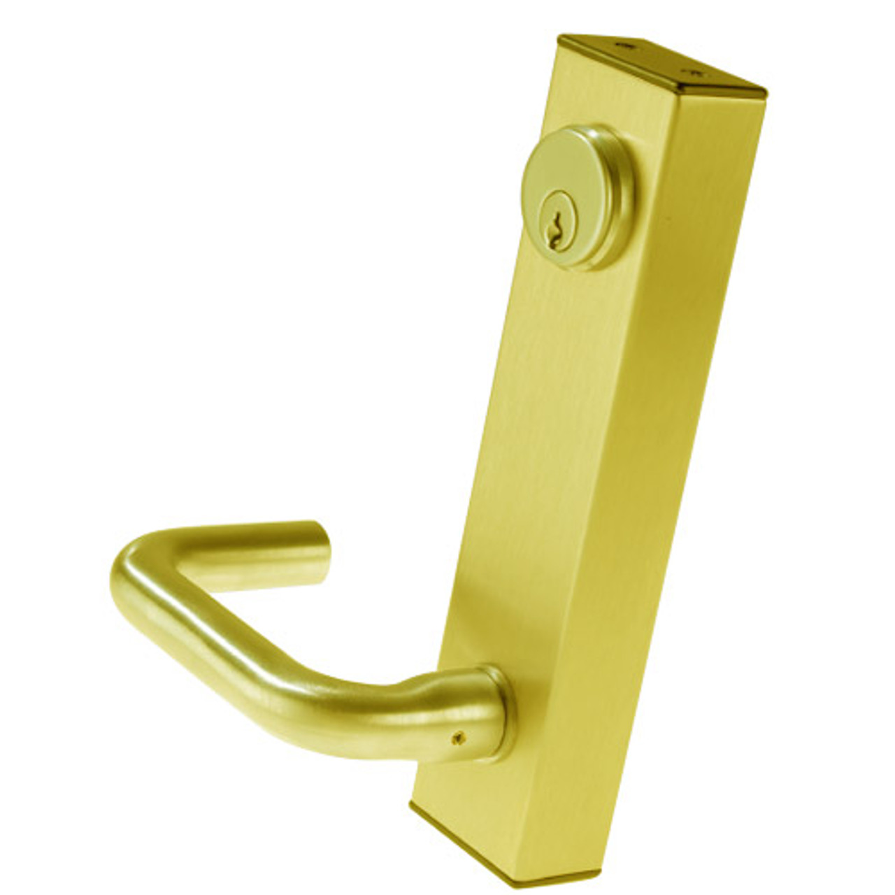 3080E-02-0-37-35 US3 Adams Rite Electrified Entry Trim with Round Lever in Bright Brass Finish