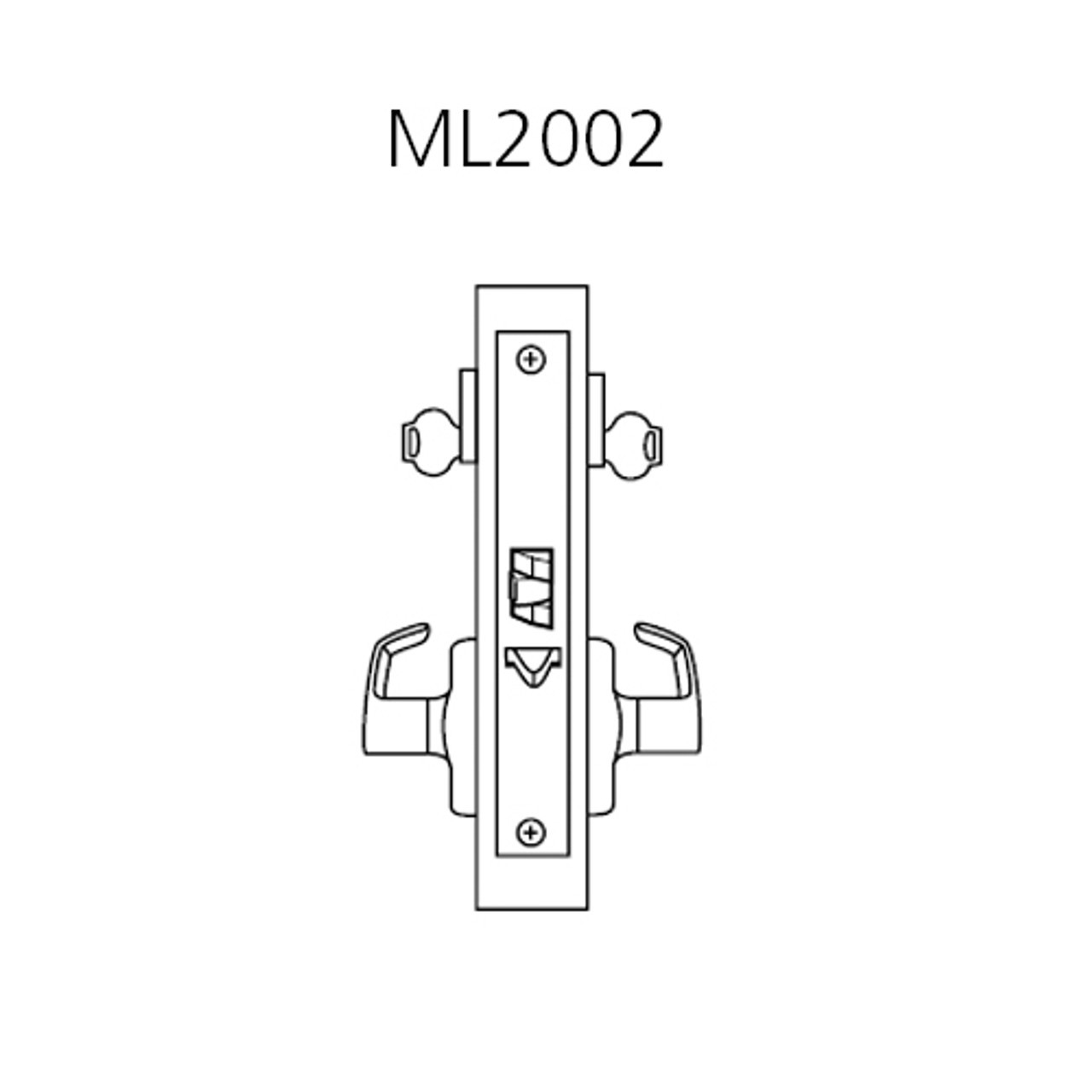ML2002-DSR-630-LH Corbin Russwin ML2000 Series Mortise Classroom Intruder Locksets with Dirke Lever in Satin Stainless