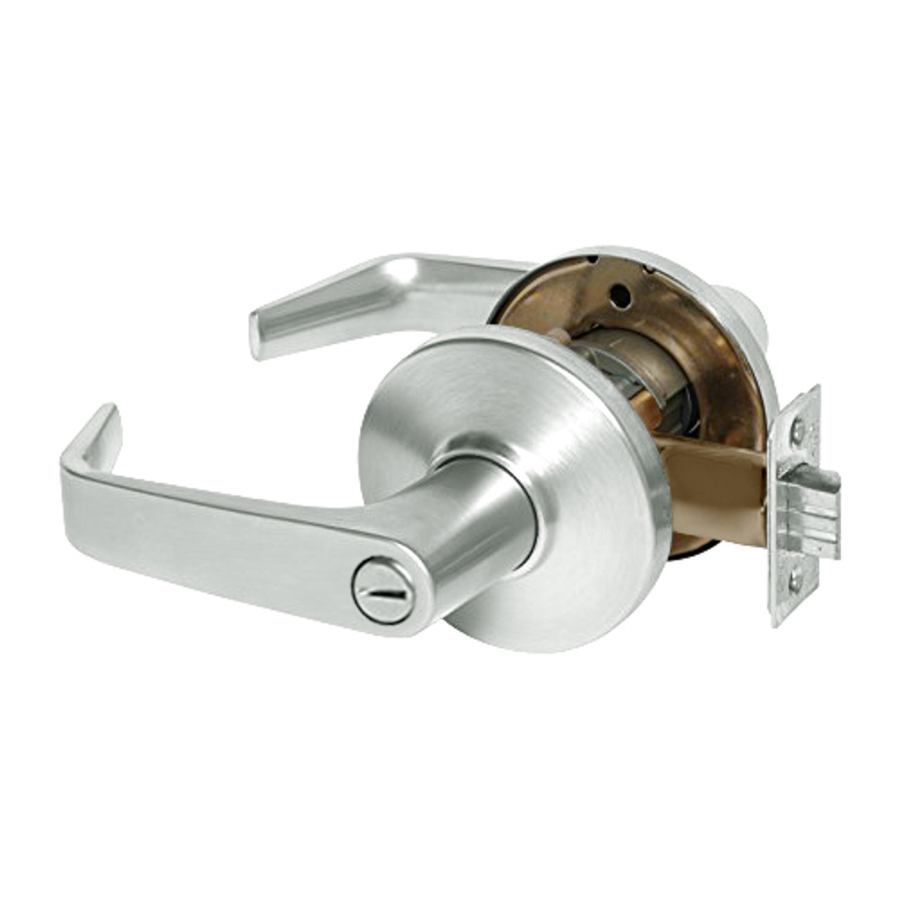 9K40L15DSTK618LM Best 9K Series Privacy Heavy Duty Cylindrical Lever Locks with Contour Angle with Return Lever Design in Bright Nickel