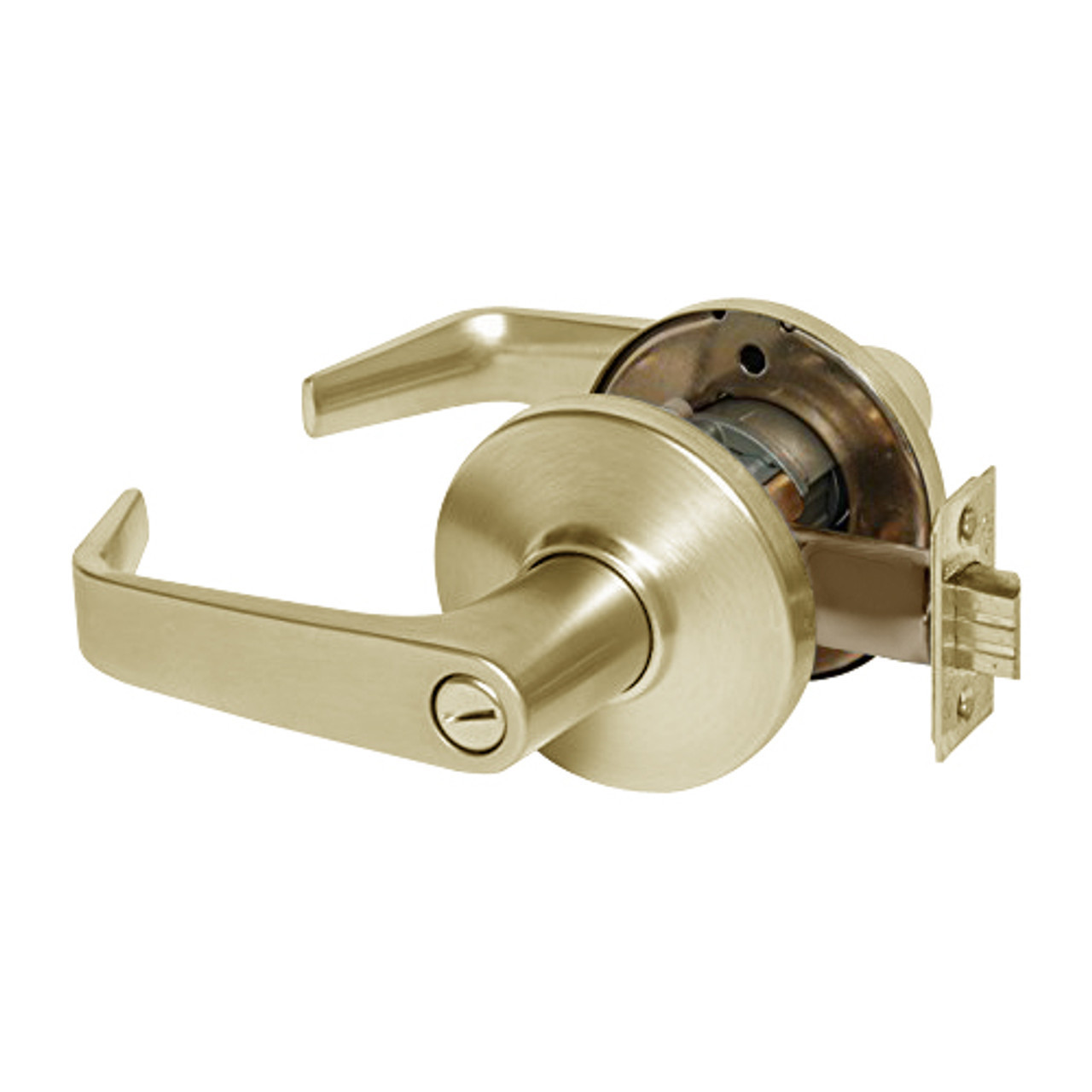 9K50L15DS3606LM Best 9K Series Privacy Heavy Duty Cylindrical Lever Locks with Contour Angle with Return Lever Design in Satin Brass