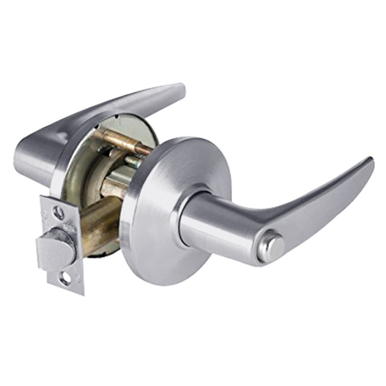9K40LL16DSTK626LM Best 9K Series Hospital Privacy Heavy Duty Cylindrical Lever Locks with Curved Without Return Lever Design in Satin Chrome