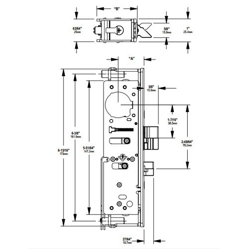 4300-4M-102-313 Adams Rite Electrified Deadlatch Dimensional View