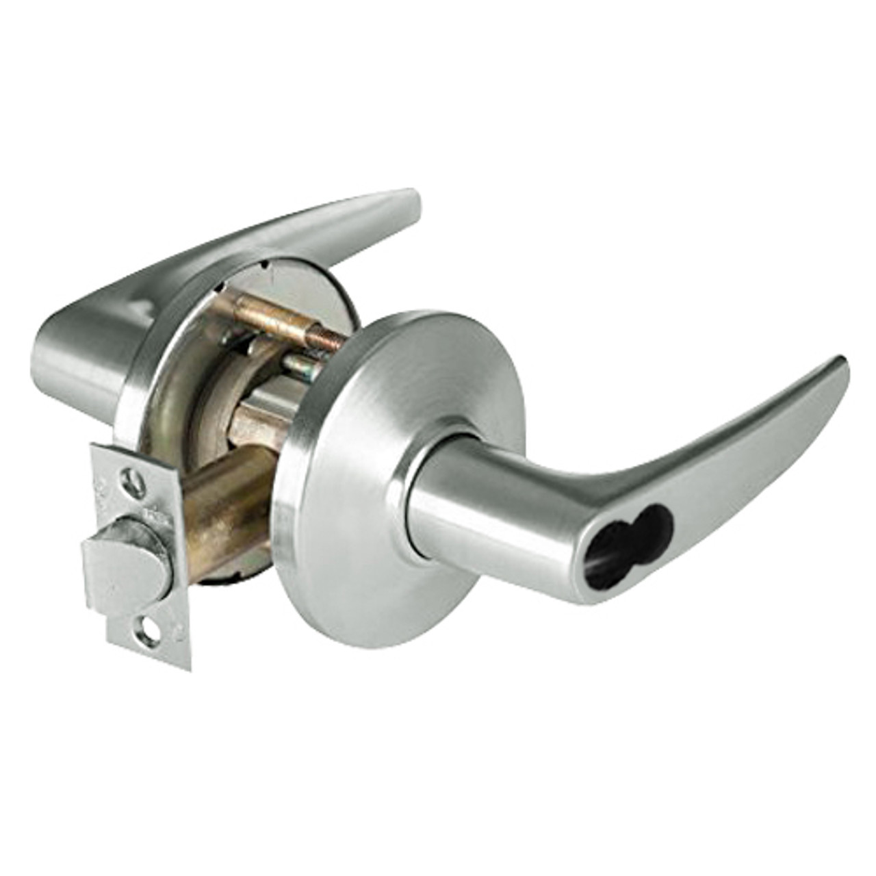 9K47W16DSTK618LM Best 9K Series Institutional Cylindrical Lever Locks with Curved without Return Lever Design Accept 7 Pin Best Core in Bright Nickel