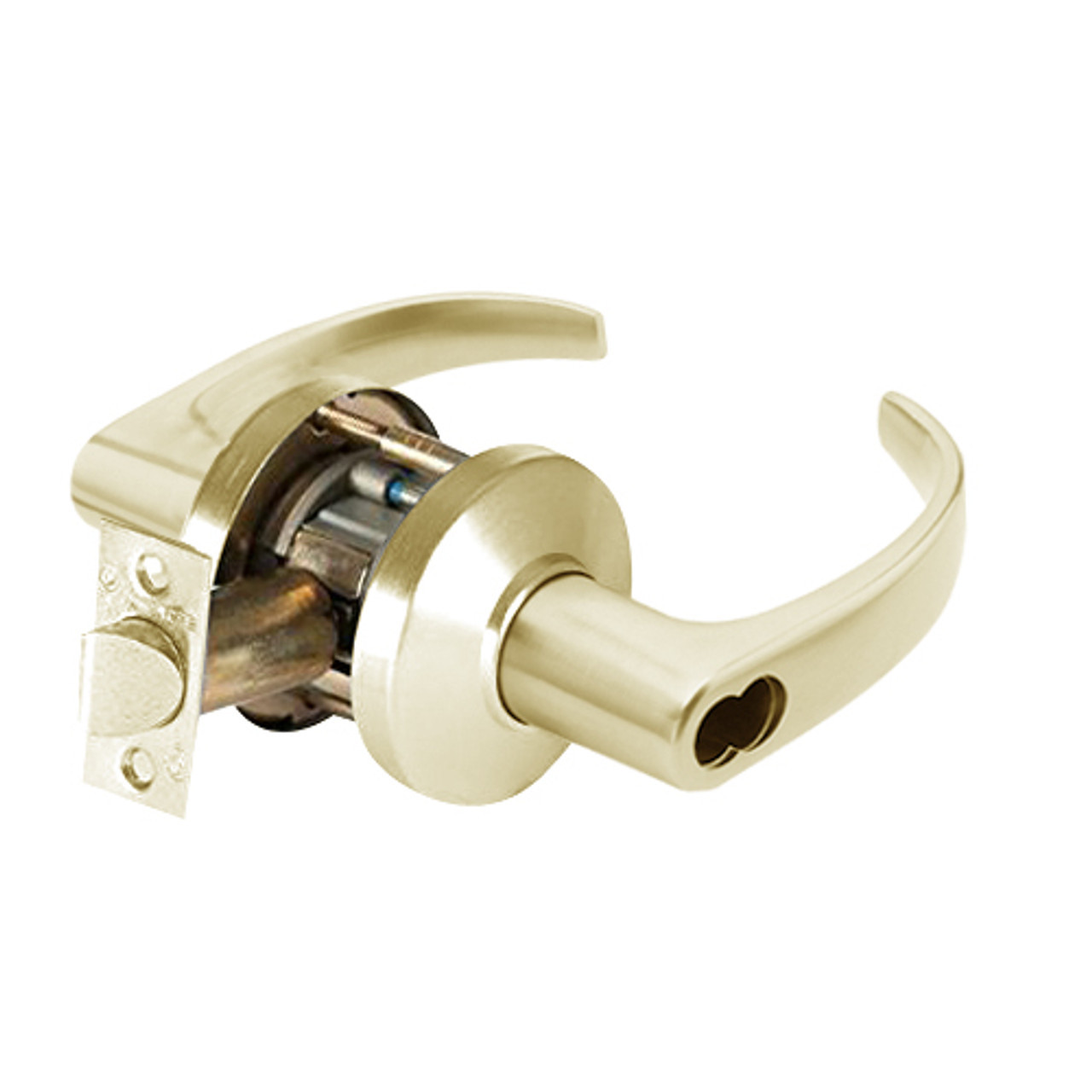 9K47IN14CSTK606LM Best 9K Series Intruder Cylindrical Lever Locks with Curved with Return Lever Design Accept 7 Pin Best Core in Satin Brass