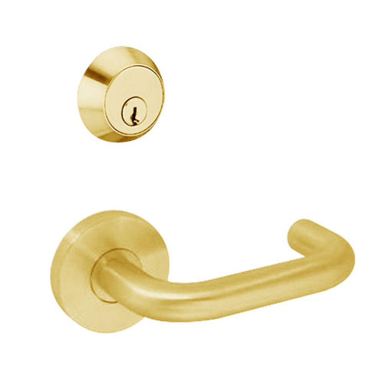 MSS-R-T-12-605 TownSteel Single Cylinder Dormitory / Exit Heavy Duty Sectional Mortise Lock with Tango Lever in Bright Brass
