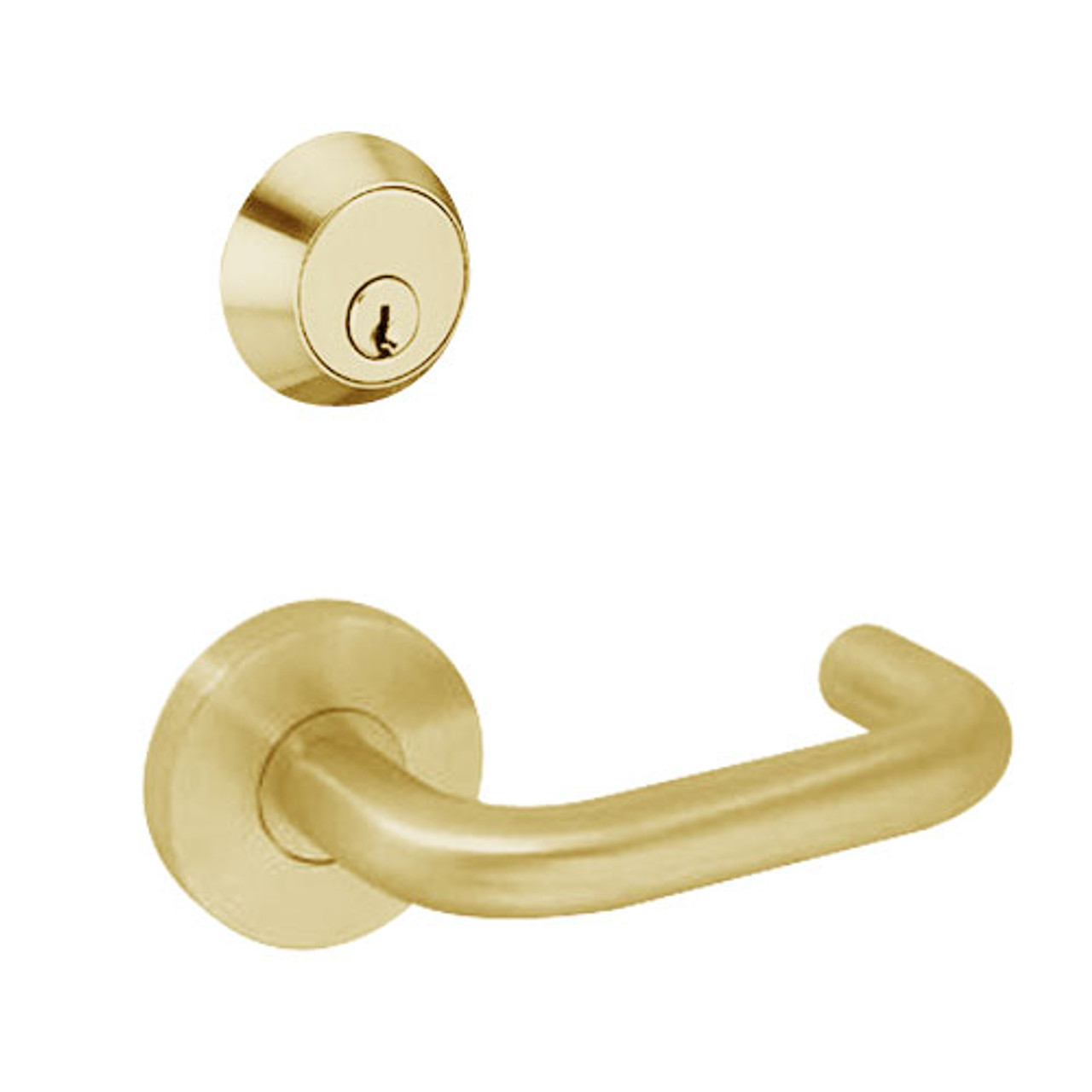 MSS-R-T-13-606 TownSteel Single Cylinder Dormitory / Exit Heavy Duty Sectional Mortise Lock with Tango Lever in Satin Brass