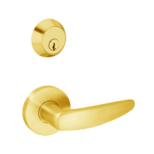 MSS-L-G-06-605 TownSteel Single Cylinder Holdback Heavy Duty Low Sectional Mortise Lock with Gala Lever in Bright Brass