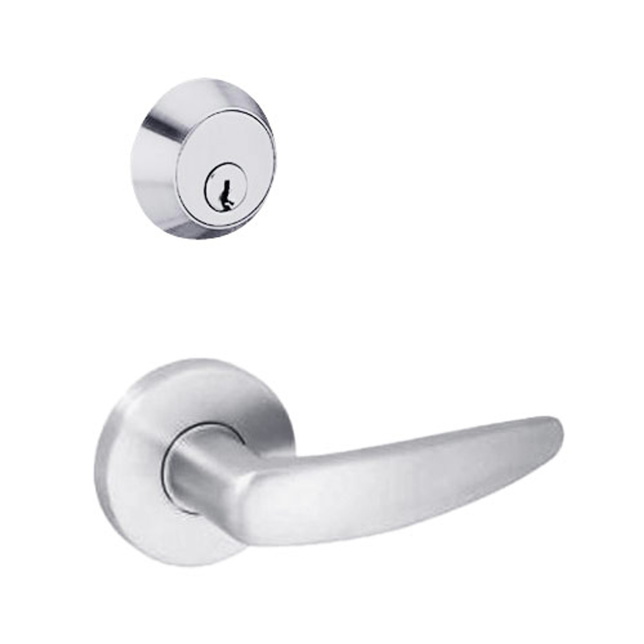 MSS-L-G-21-625-IC TownSteel Single Cylinder Dormitory with Deadbolt Heavy Duty Low Sectional Mortise Lock with Gala Lever Prep for SFIC in Bright Chrome