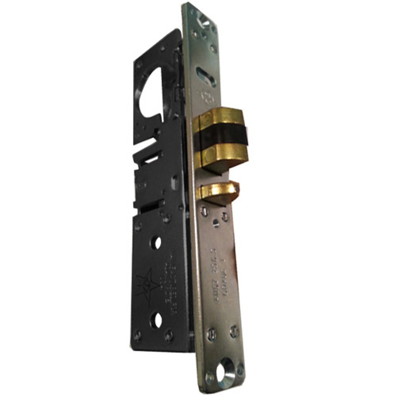 4511W-25-102-335 Adams Rite Standard Deadlatch with Radius Faceplate with weatherstrip in Black Anodized Finish