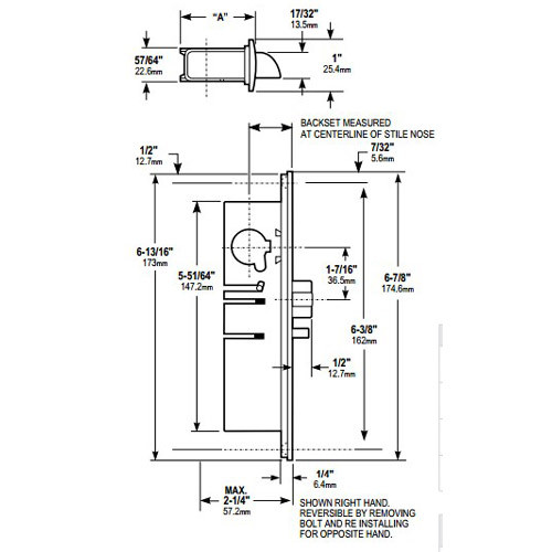 4511W-45-221-335 Adams Rite Standard Deadlatch Dimensional View
