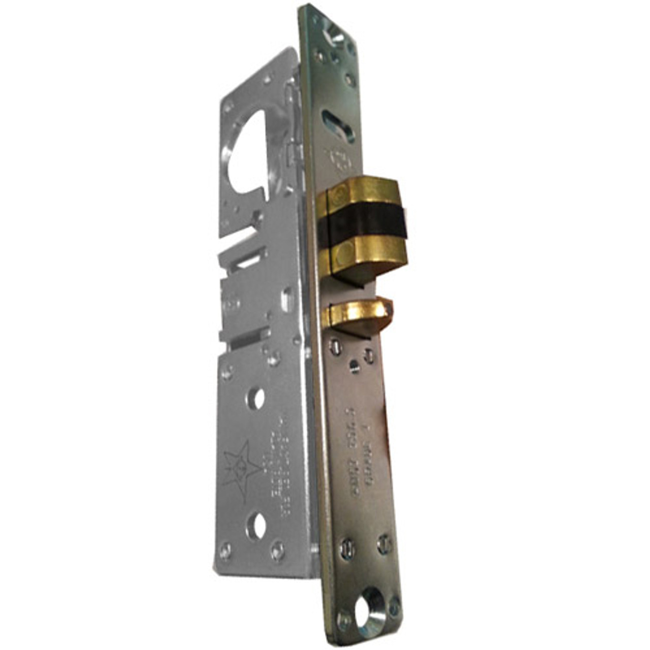 4511W-46-101-628 Adams Rite Standard Deadlatch with Radius Faceplate with weatherstrip in Clear Anodized Finish