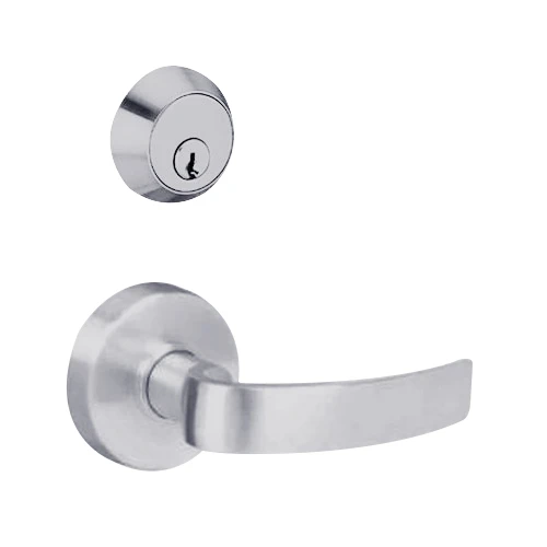 MSS-L-A-06-626 TownSteel Single Cylinder Holdback Heavy Duty Low Sectional Mortise Lock with Artistic Lever in Satin Chrome