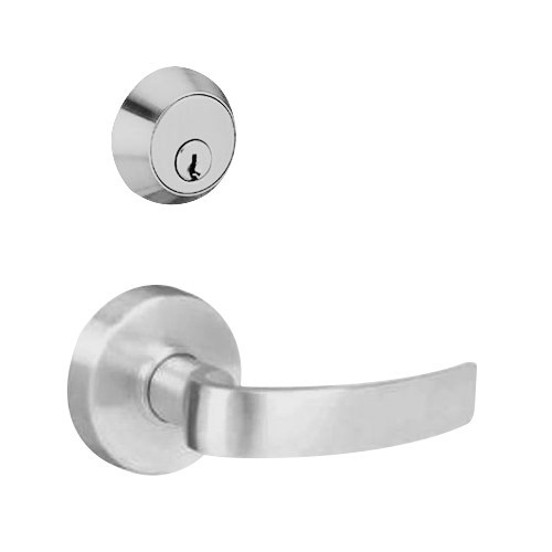 MSS-L-A-12-630 TownSteel Single Cylinder Dormitory / Exit Heavy Duty Low Sectional Mortise Lock with Artistic Lever in Satin Stainless Steel