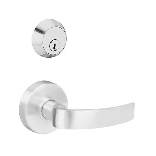 MSS-R-A-12-629 TownSteel Single Cylinder Dormitory / Exit Heavy Duty Sectional Mortise Lock with Artistic Lever in Bright Stainless Steel