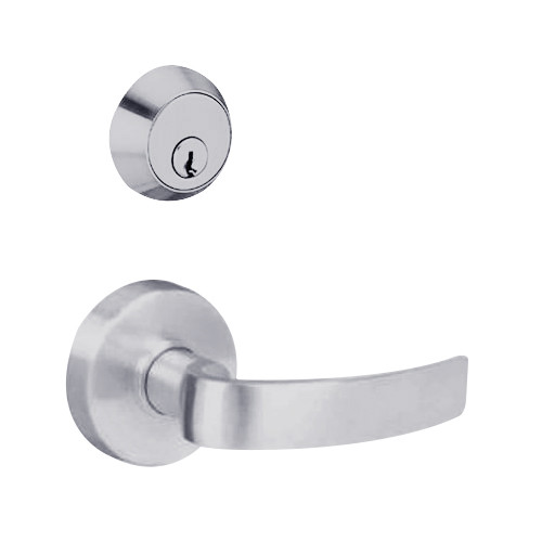 MSS-L-A-35-626 TownSteel Double Cylinder Storeroom with Deadbolt Heavy Duty Low Sectional Mortise Lock with Artistic Lever in Satin Chrome