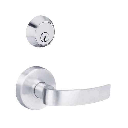 MSS-R-A-16-625-IC TownSteel Double Cylinder Deadlock Heavy Duty Sectional Mortise Lock with Artistic Lever Prep for SFIC in Bright Chrome