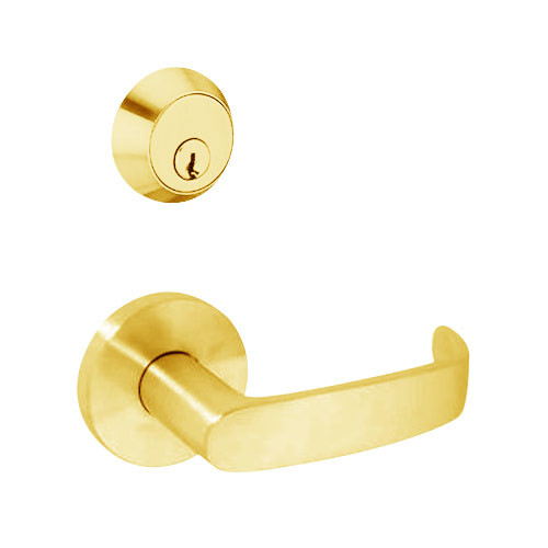 MSS-L-I-30-605-IC TownSteel Double Cylinder Institutional Heavy Duty Low Sectional Mortise Lock with Imperial Lever Prep for SFIC in Bright Brass