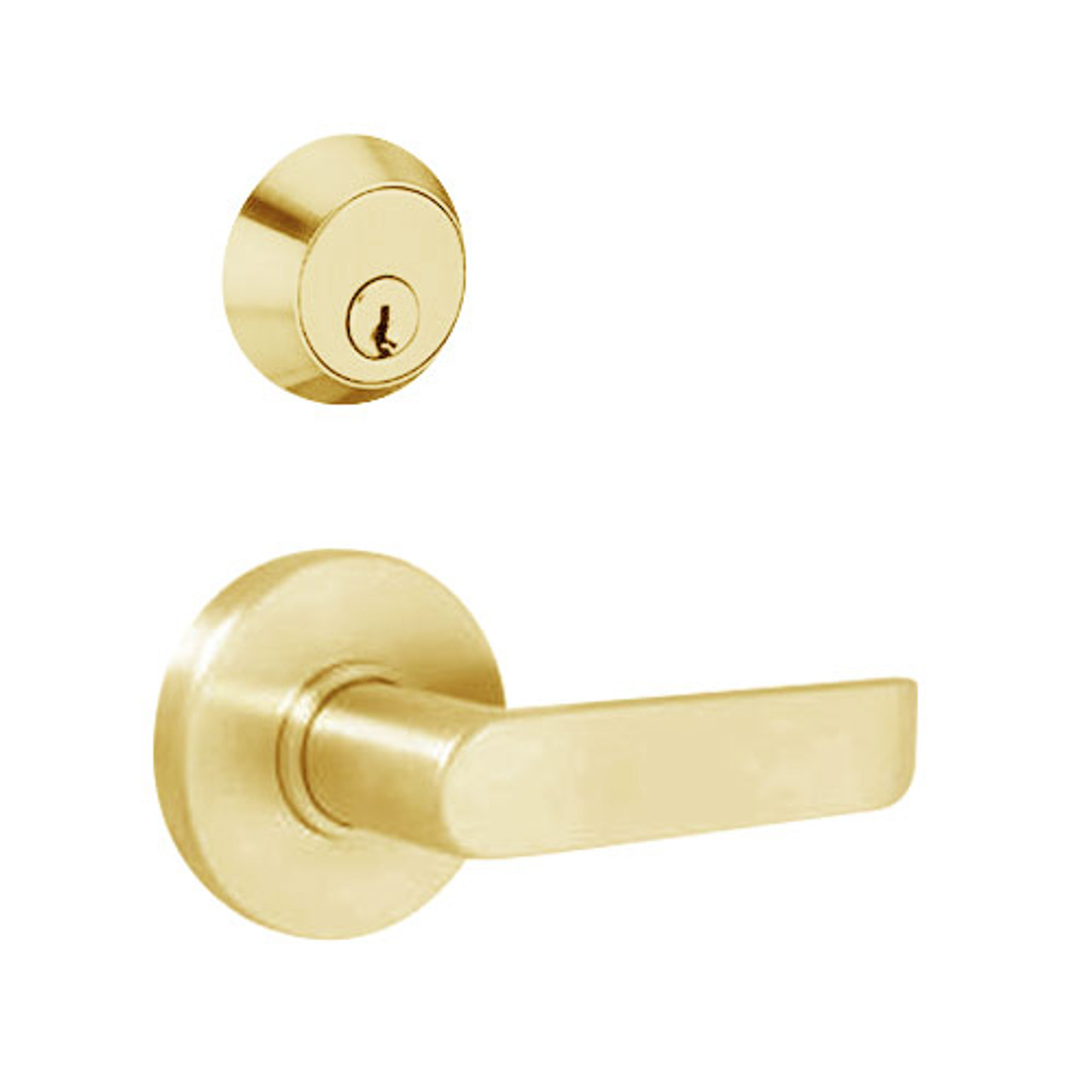 MSS-L-C-08-606-IC TownSteel Single Cylinder Front Door / Corridor Heavy Duty Low Sectional Mortise Lock with Congress Lever Prep for SFIC in Satin Brass