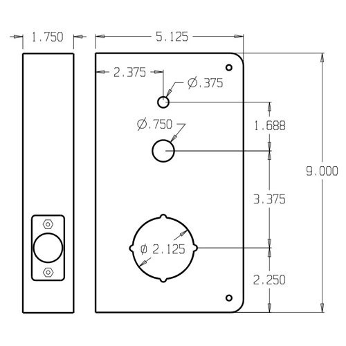 21-PB-CW Don Jo Wrap-Around Plate Dimensional View