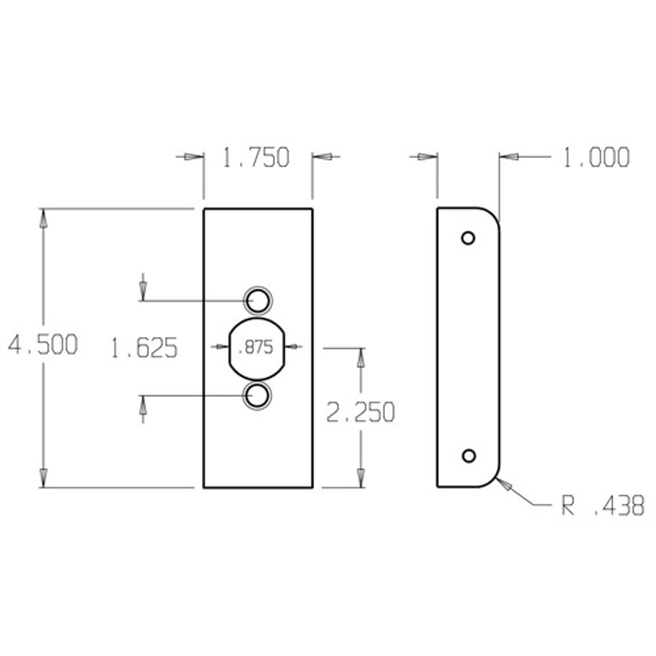 20-10B-FE Don Jo Wrap-Around Plate Dimensional View