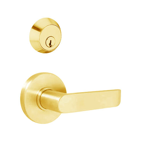 MSS-R-C-82-605 TownSteel Double Cylinder Storeroom Heavy Duty Sectional Mortise Lock with Congress Lever in Bright Brass
