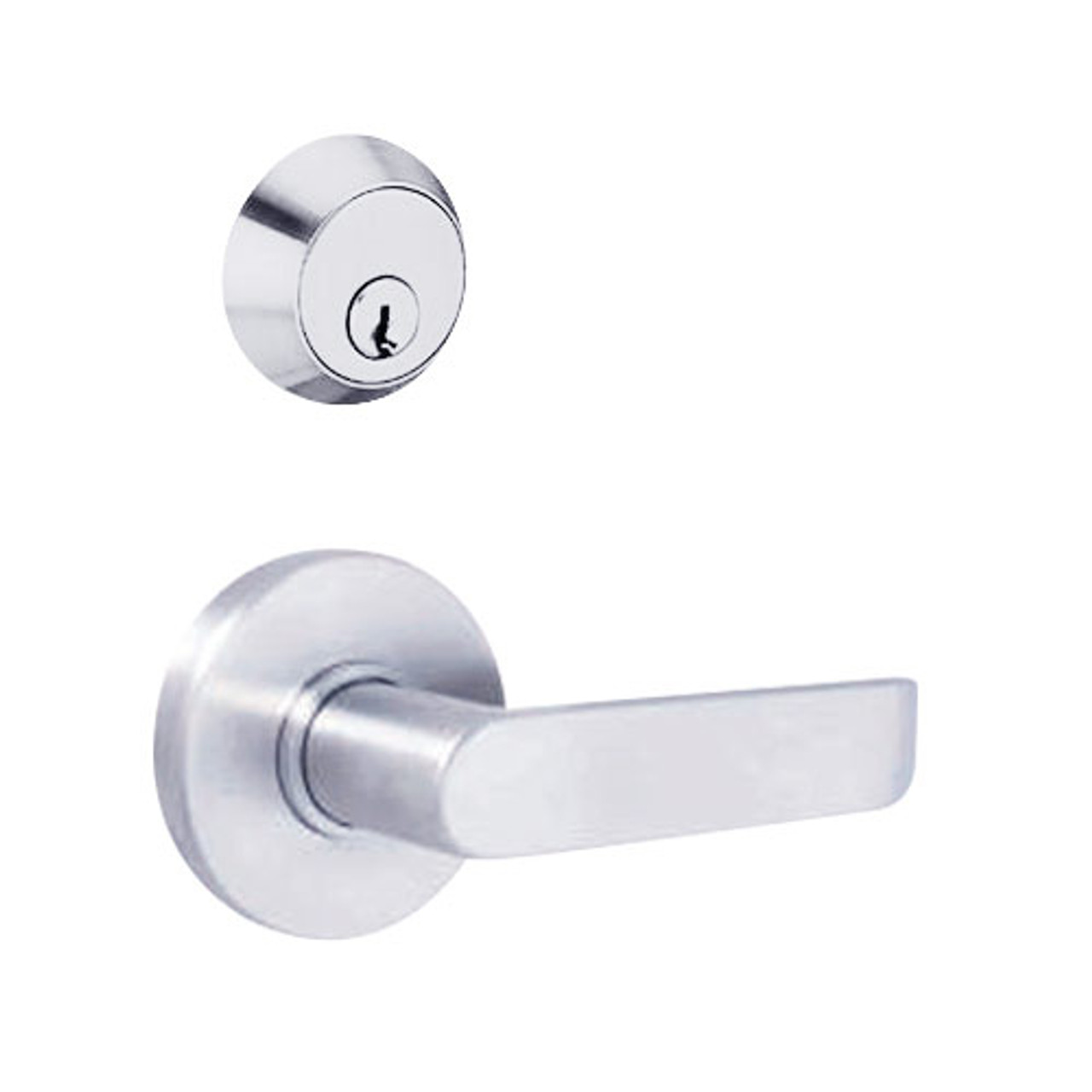 MSS-R-C-30-625-IC TownSteel Double Cylinder Institutional Heavy Duty Sectional Mortise Lock with Congress Lever Prep for SFIC in Bright Chrome