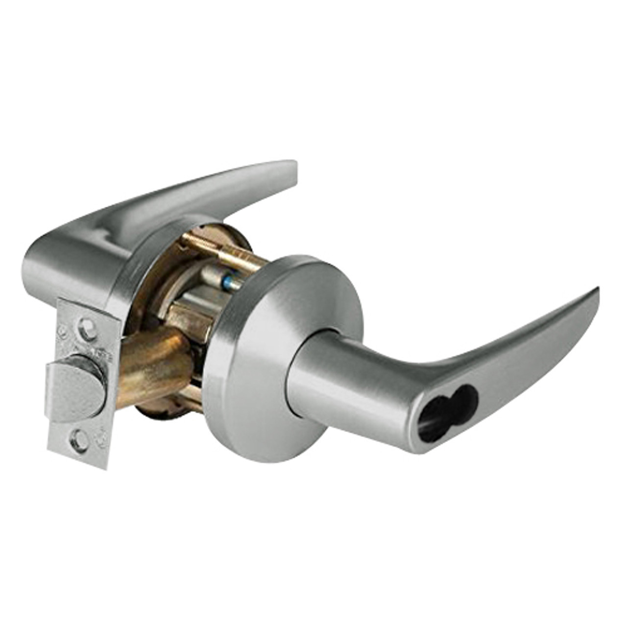 9KW47DEL16KSTK619RQELM Best 9KW Series Fail Safe Electromechanical Heavy Duty Cylindrical Lock with Curved w/ No Return Style in Satin Nickel