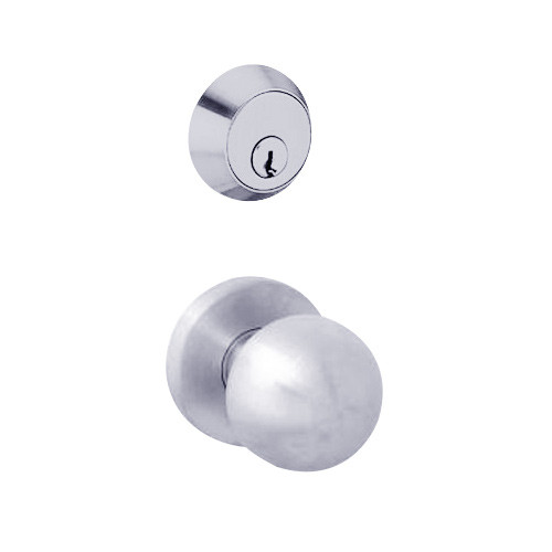 MSS-L-R-08-626 TownSteel Single Cylinder Front Door / Corridor Heavy Duty Low Sectional Mortise Lock with Regal Knob in Satin Chrome