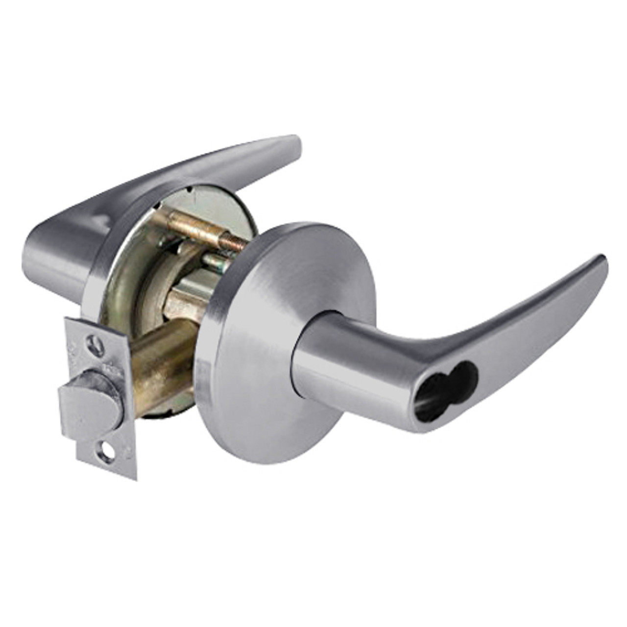 9KW57DEU16LSTK626 Best 9KW Series Fail Secure Electromechanical Heavy Duty Cylindrical Lock with Curved w/ No Return Style in Satin Chrome