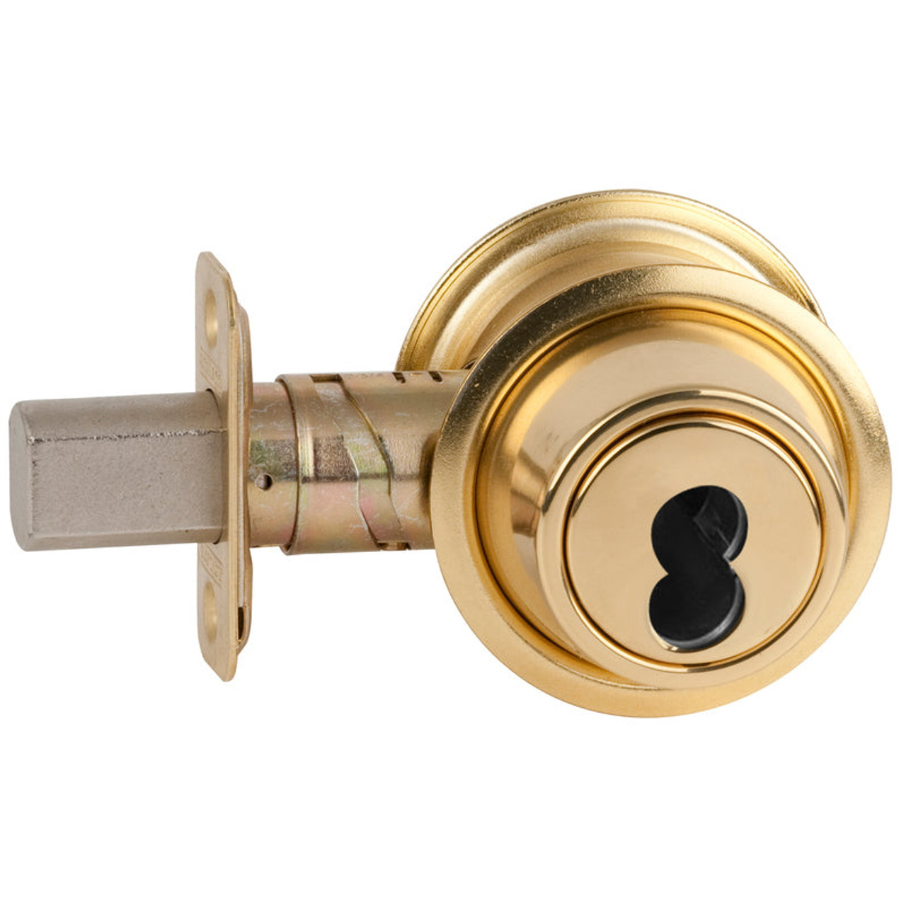 B562B-605 Schlage Grade 2 Double Cylinder Deadbolt with Less SFIC in Bright Brass