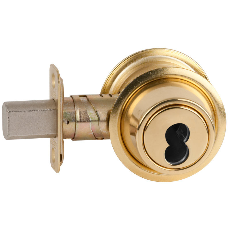 B560FB-605 Schlage Fire Rated Grade 2 Single Cylinder Deadbolt with Less SFIC in Bright Brass