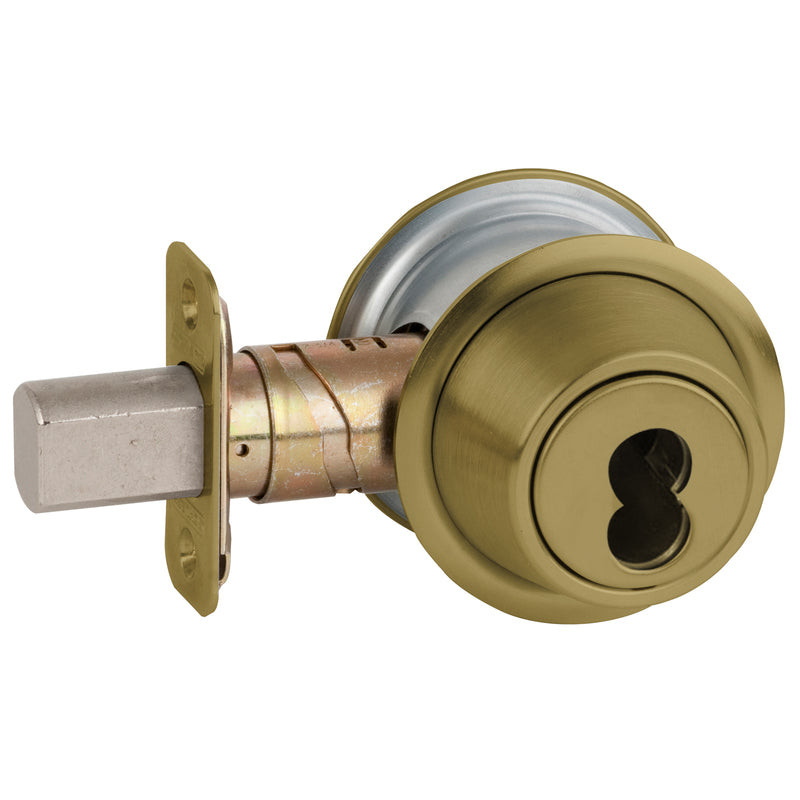 B560FB-609 Schlage Fire Rated Grade 2 Single Cylinder Deadbolt with Less SFIC in Antique Brass