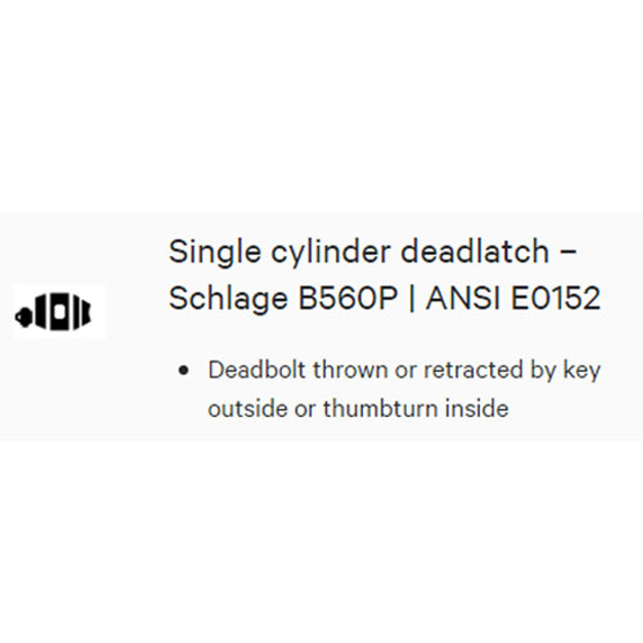B560FB-622 Schlage Fire Rated Grade 2 Single Cylinder Deadbolt with Less SFIC in Black