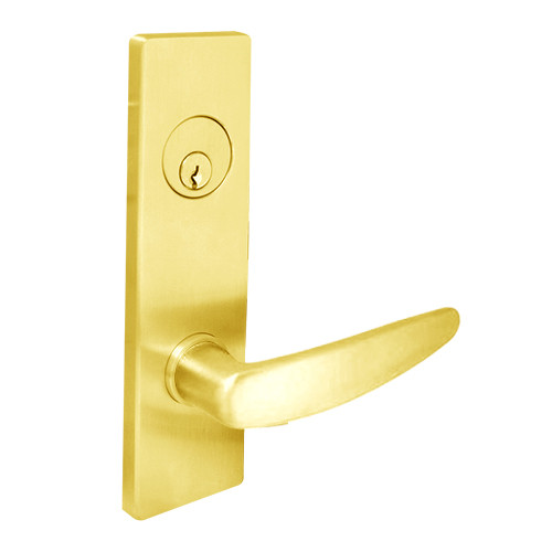MSE-R-G-21-605-IC TownSteel Single Cylinder Dormitory with Deadbolt Heavy Duty Low Escutcheon Mortise Lock with Gala Lever Prep for SFIC in Bright Brass