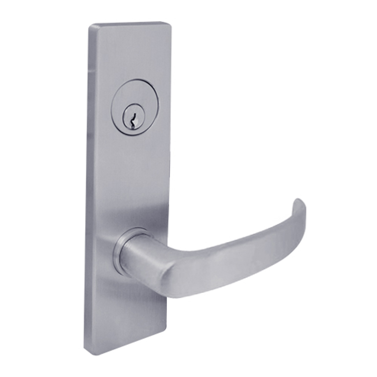 MSE-R-Q-06-626-IC TownSteel Single Cylinder Holdback Heavy Duty Low Escutcheon Mortise Lock with Quest Lever Prep for SFIC in Satin Chrome