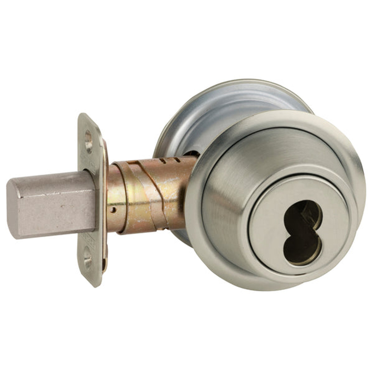 B561FB-619 Schlage Fire Rated Grade 2 Cylinder by Blank Plate Deadbolt with Less SFIC in Satin Nickel
