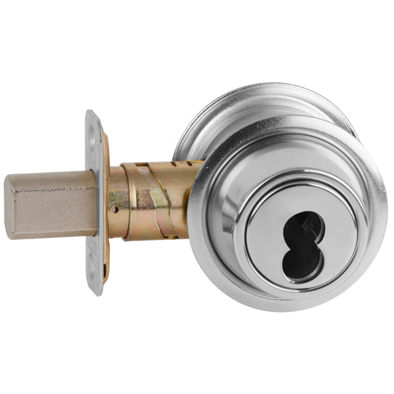 B563B-625 Schlage Grade 2 Classroom Deadbolt Lock with Less SFIC in Bright Chrome