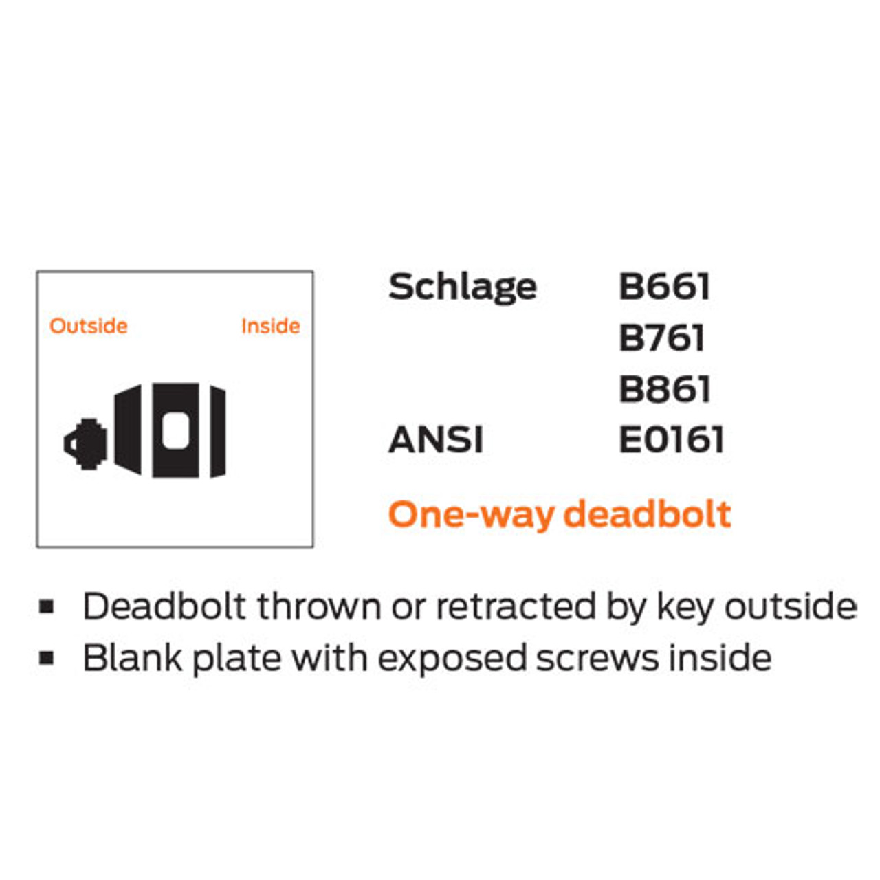B661B-609 Schlage B600 Tubular DeadBolt One-Way Function with Outside Trim with Prepped for SFIC in Antique Brass
