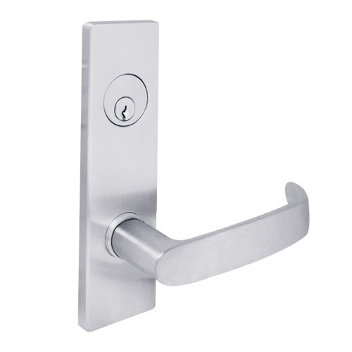 MSE-L-I-12-626 TownSteel Single Cylinder Dormitory / Exit Heavy Duty Low Escutcheon Mortise Lock with Imperial Lever in Satin Chrome