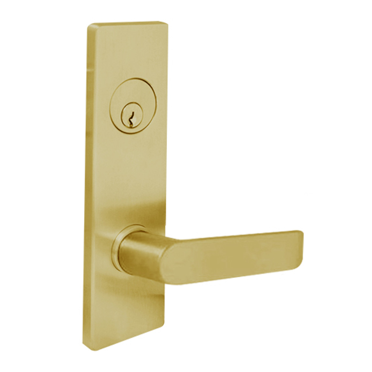 MSE-R-C-08-606 TownSteel Single Cylinder Front Door / Corridor Heavy Duty Low Escutcheon Mortise Lock with Congress Lever in Satin Brass