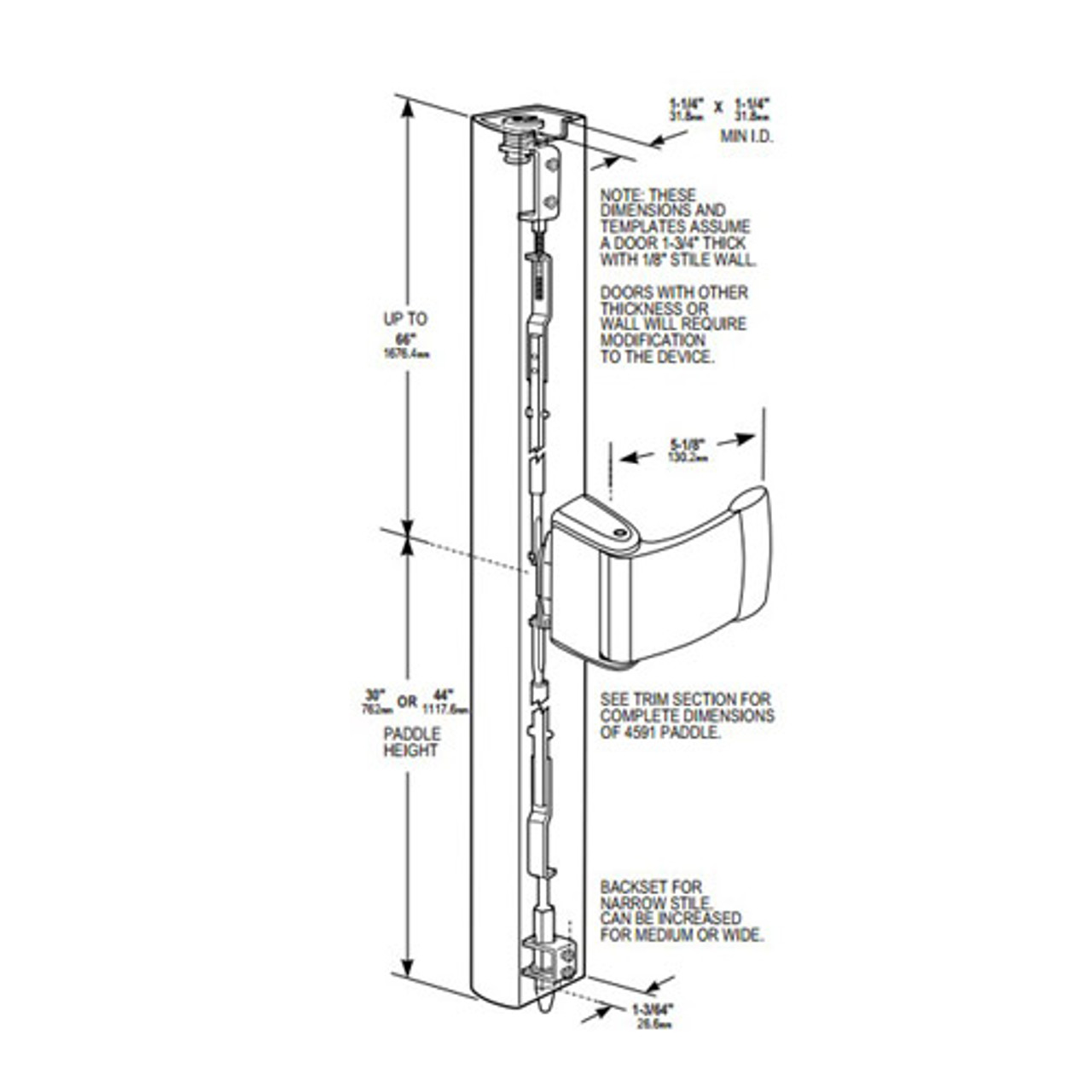 4781T-021-628 Adams Rite Heavy Duty Deadlatch Dimensional View