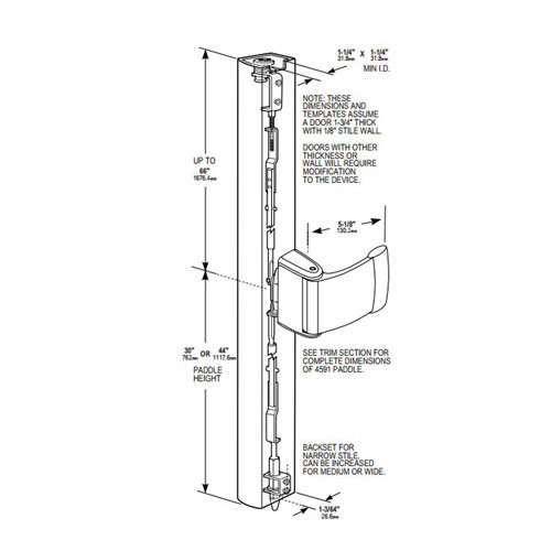 4781T-041-628 Adams Rite Heavy Duty Deadlatch Dimensional View