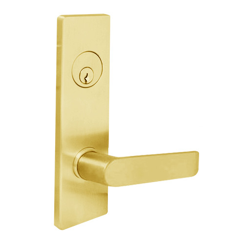 MSE-L-C-32-605 TownSteel Double Cylinder Intruder Latch Bolt Heavy Duty Low Escutcheon Mortise Lock with Congress Lever in Bright Brass
