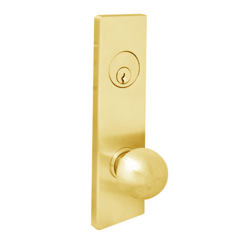 MSE-L-R-13-605-IC TownSteel Single Cylinder Dormitory / Exit Heavy Duty Low Escutcheon Mortise Lock with Regal Knob Prep for SFIC in Bright Brass