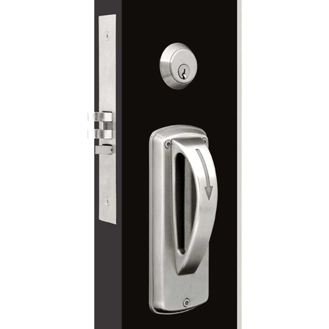 MRX-A-13-630-RHR-SALFIC TownSteel Ligature Resistant Dormitory or Exit with thumb turn Mortise Lock Single Cylinder with Arch Trim - Right Hand Reverse in Satin Stainless Steel