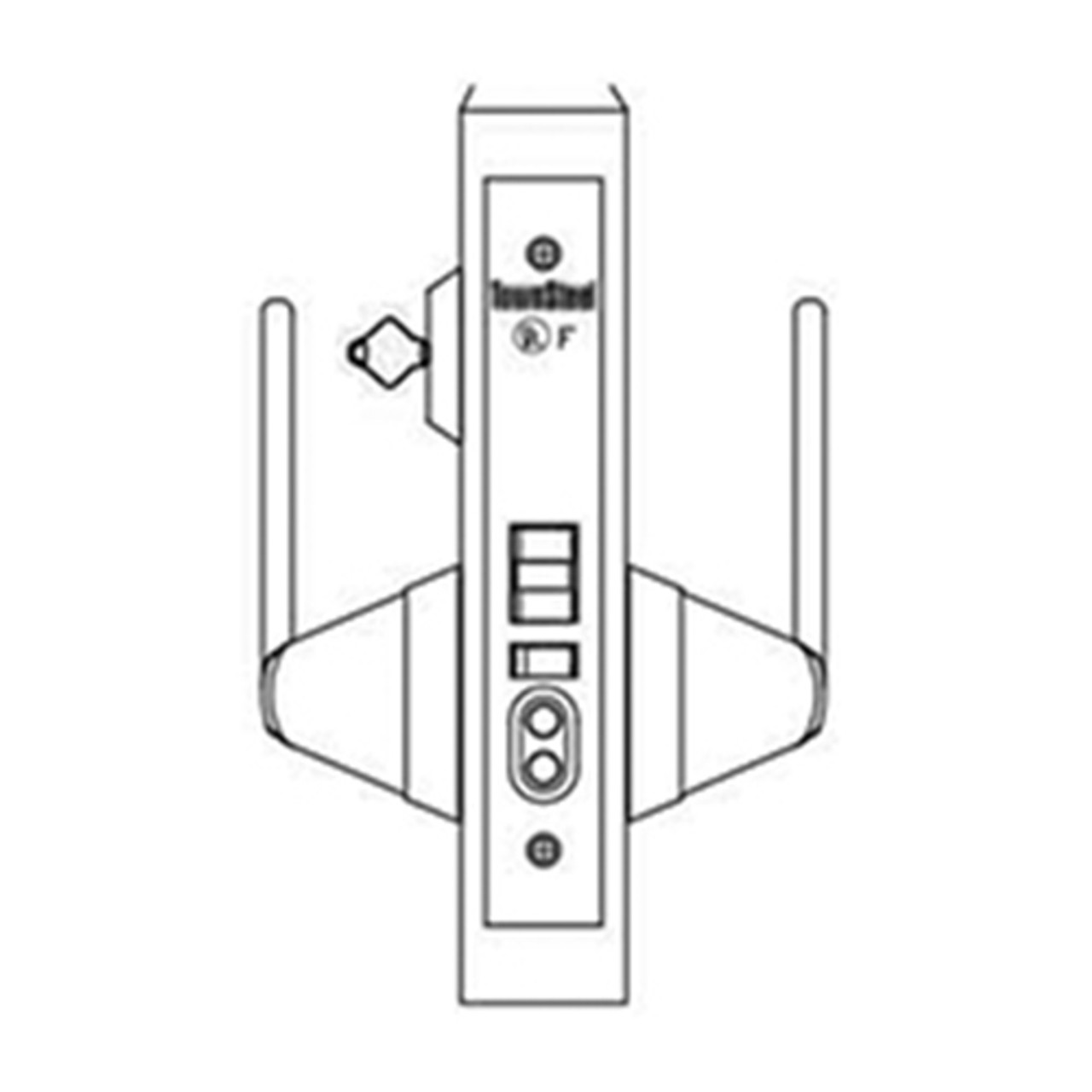 MRX-A-04-630-LHR-YLFIC TownSteel Ligature Resistant Entry - Office Mortise Lock Single Cylinder with Arch Trim - Left Hand Reverse in Satin Stainless Steel