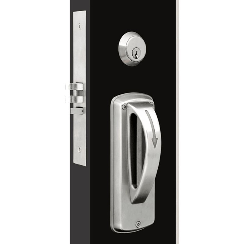 MRX-A-46-630-RH TownSteel Ligature Resistant Institutional Privacy with Key Locked Feature with thumb turn Mortise Lock Single Cylinders with Arch Trim - Right Hand in Satin Stainless Steel