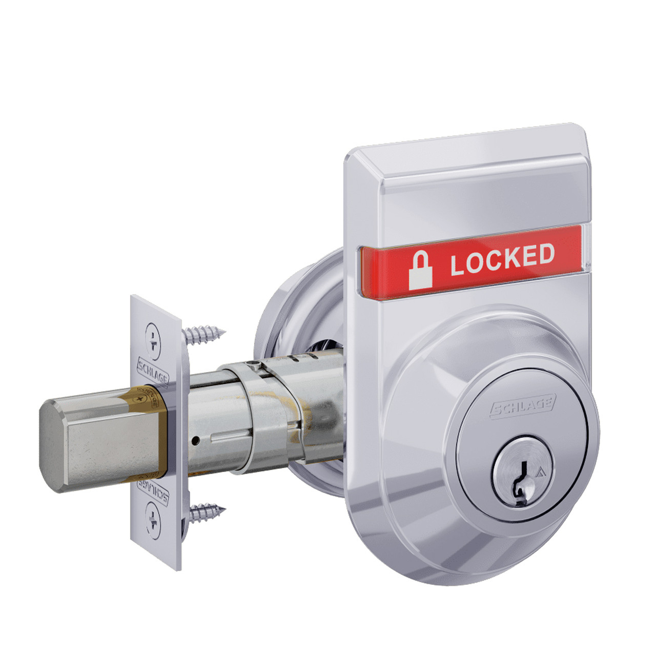 B562P-625-OS-LOC Schlage Grade 2 Double Cylinder Deadbolt with Outside Indicator in Bright Chrome