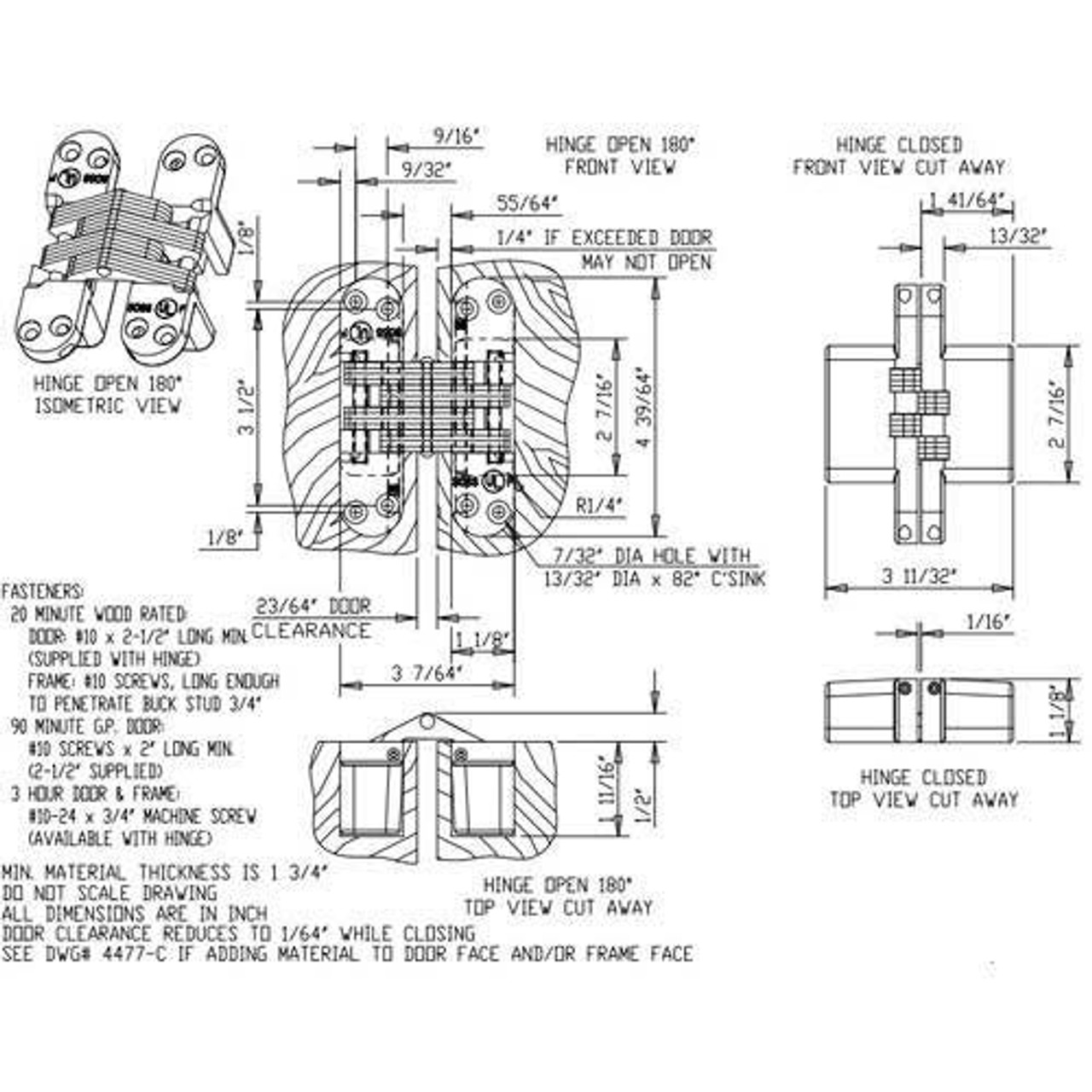 418-US19 Soss Invisible Hinge Dimensional View