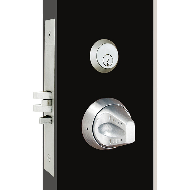 MRX-S-K-46-630-IC TownSteel Heavy Duty Anti-Ligature Institutional Privacy with Key Locked Feature with thumb turn x knob Mortise Lock Single Cylinders with Sectional Trim in Satin Stainless Steel